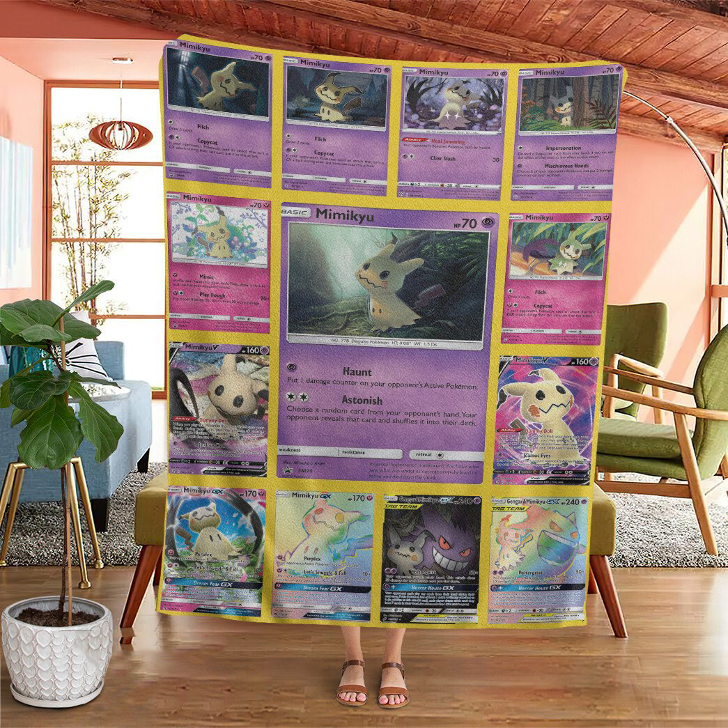 Anime Pokemon Mimikyu Cards Custom Soft Blanket Anime Pokemon Mimikyu Cards Custom Soft Blanket