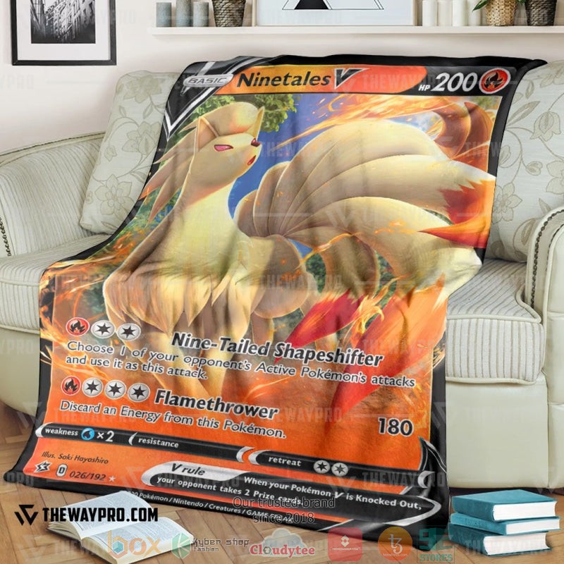 Anime Pokemon Ninetales V Rebel Clash Soft Blanket Anime Pokemon Ninetales V Rebel Clash Soft Blanket