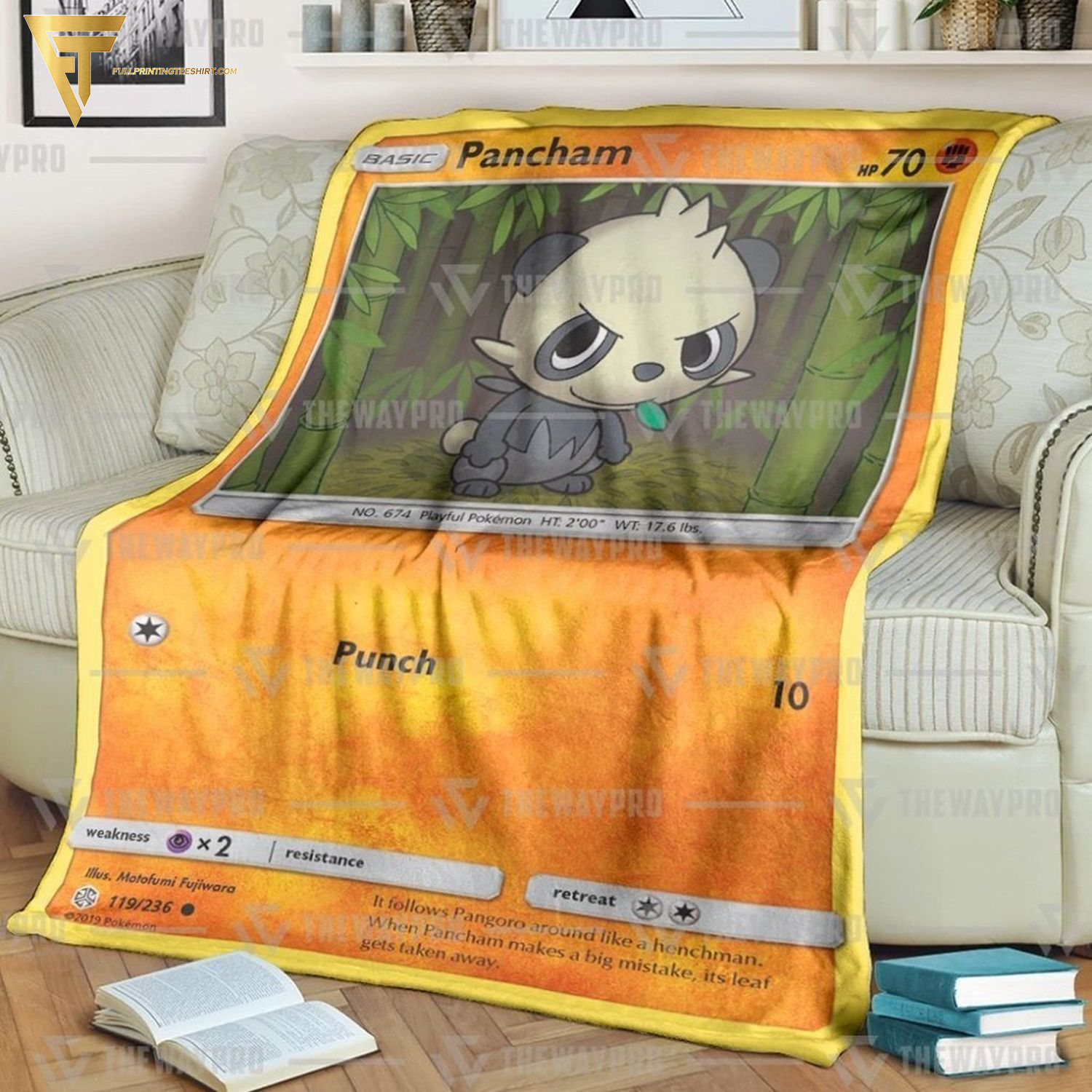 Anime Pokemon Pancham Full Printing Blanket Anime Pokemon Pancham Full Printing Blanket