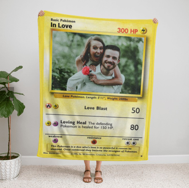 Anime Pokemon Personalized Card Custom Soft Blanket Anime Pokemon Personalized Card Custom Soft Blanket