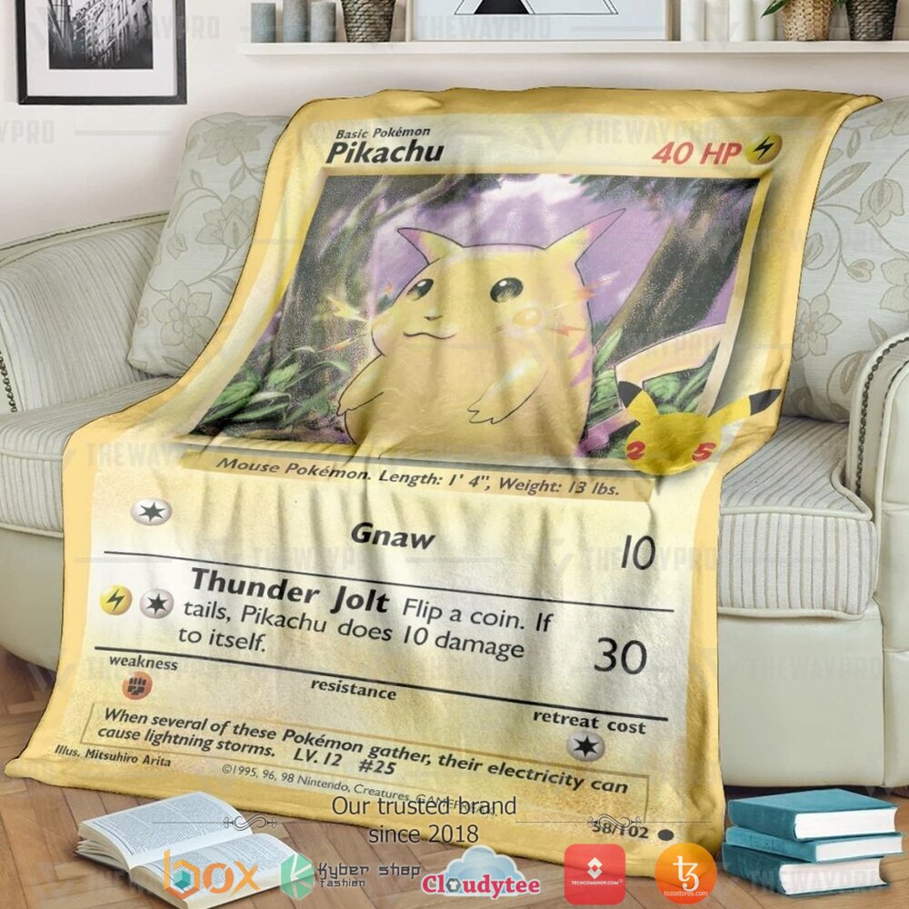 Anime Pokemon Pikachu Card Soft Blanket Anime Pokemon Pikachu Card Soft Blanket