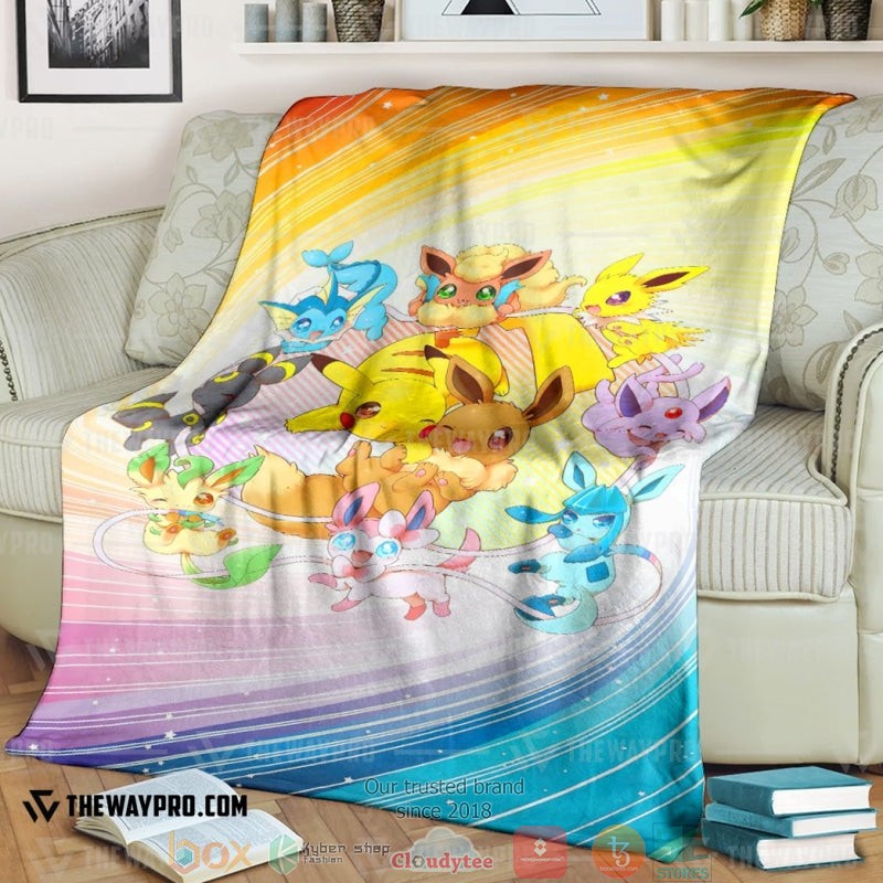 Anime Pokemon Pikachu Eevee Evolution Soft Blanket Anime Pokemon Pikachu Eevee Evolution Soft Blanket