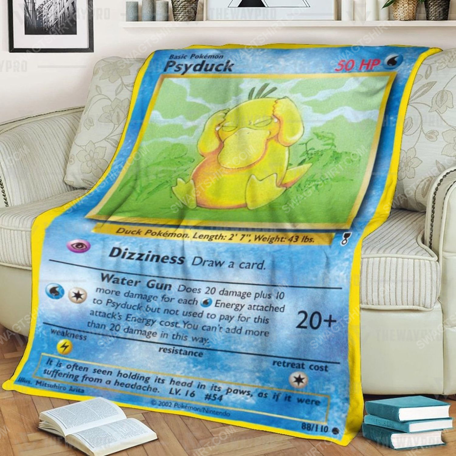 Anime Pokemon Psyduck Full Print Soft Blanket Anime Pokemon Psyduck Full Print Soft Blanket