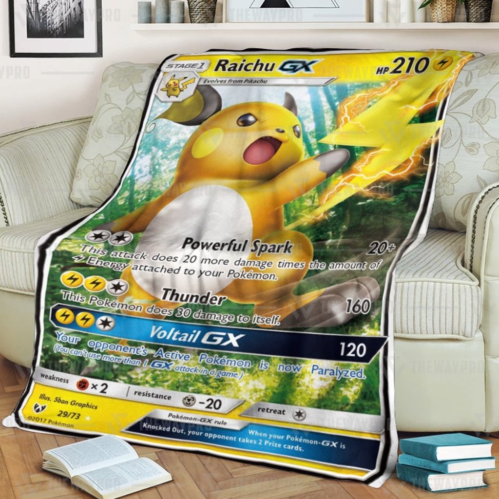 Anime Pokemon Raichu Gx Shining Legends Custom Soft Blanket Anime Pokemon Raichu Gx Shining Legends Custom Soft Blanket