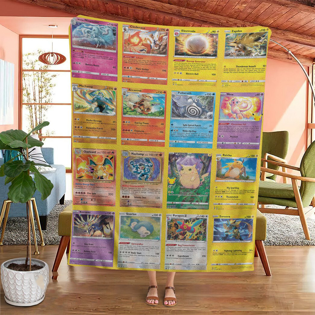 Anime Pokemon Rare Holo Cards Custom Soft Blanket Anime Pokemon Rare Holo Cards Custom Soft Blanket