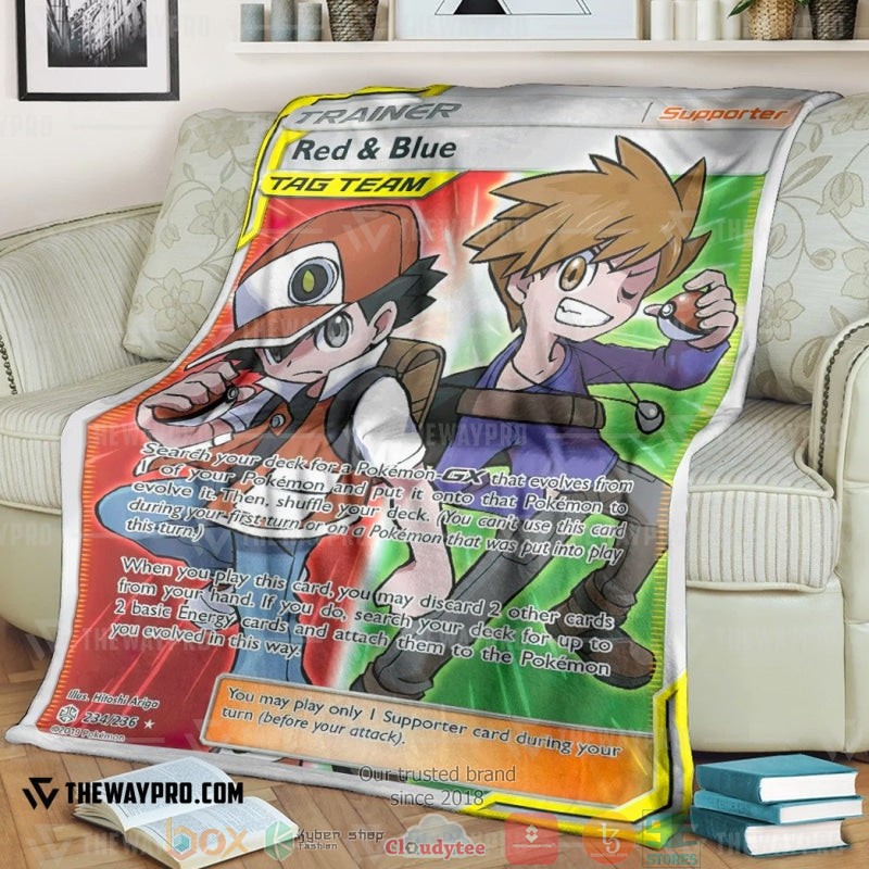 Anime Pokemon Red Blue Trainer Soft Blanket Anime Pokemon Red Blue Trainer Soft Blanket