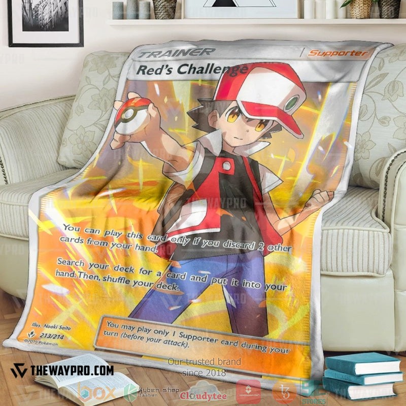 Anime Pokemon Reds Challenge Trainer Soft Blanket Anime Pokemon Reds Challenge Trainer Soft Blanket