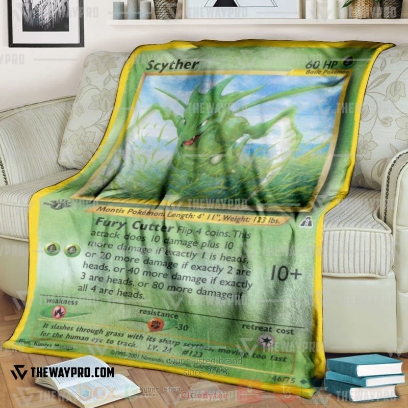 Anime Pokemon Scyther 1St Edition Green Blanket Anime Pokemon Scyther 1St Edition Green Blanket