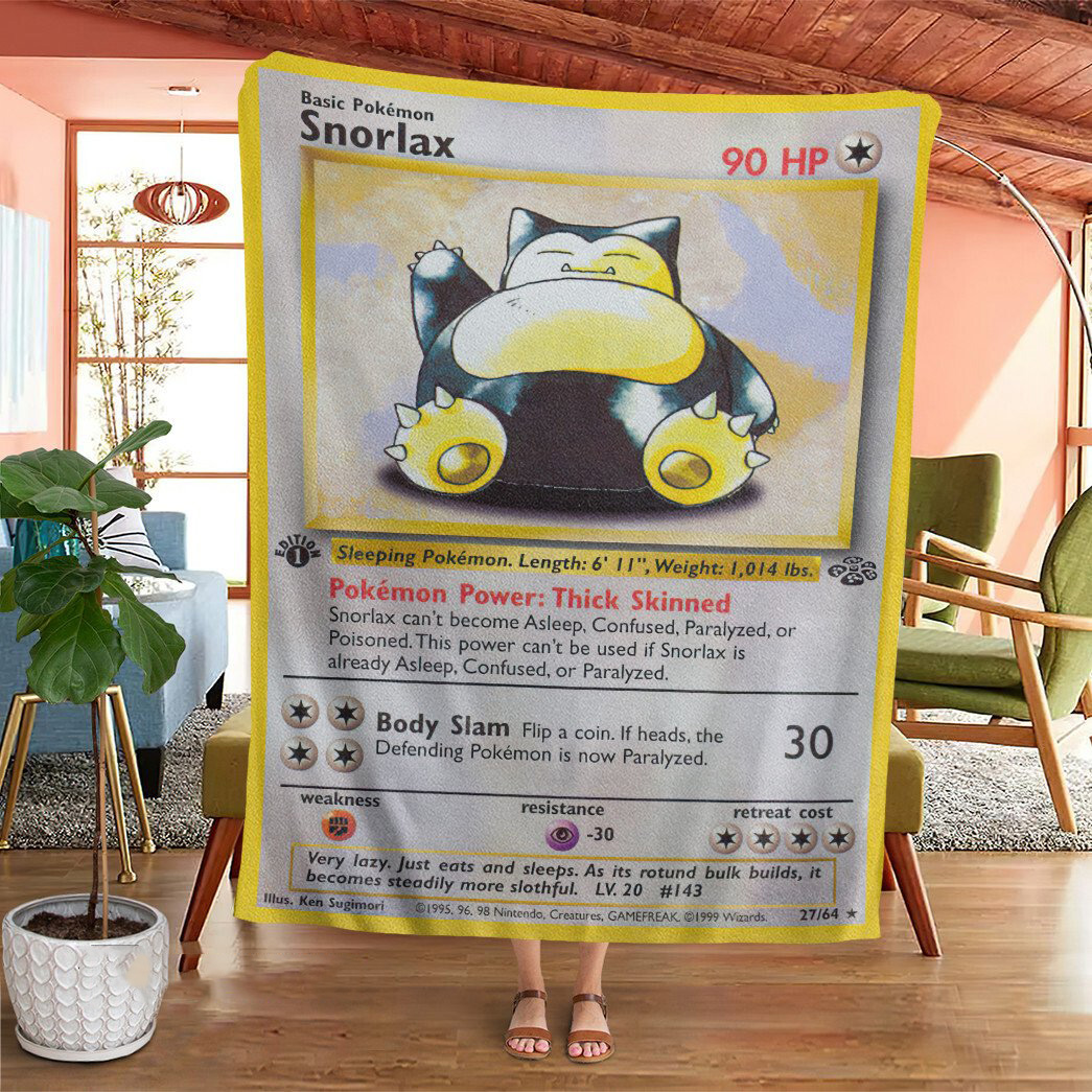 Anime Pokemon Snorlax Jungle Cards Custom Soft Blanket Anime Pokemon Snorlax Jungle Cards Custom Soft Blanket