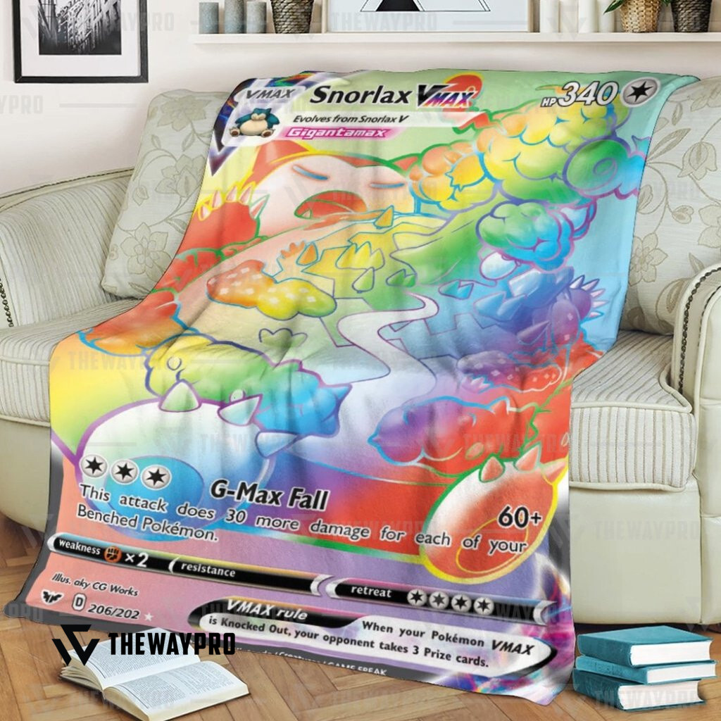 Anime Pokemon Snorlax Vmax Sword Shield Custom Soft Blanket Anime Pokemon Snorlax Vmax Sword Shield Custom Soft Blanket