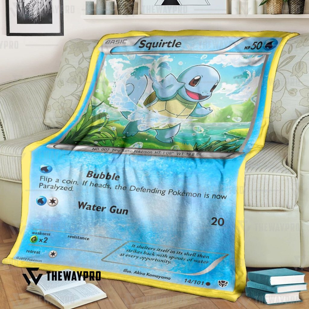 Anime Pokemon Squirtle Custom Soft Blanket Anime Pokemon Squirtle Custom Soft Blanket