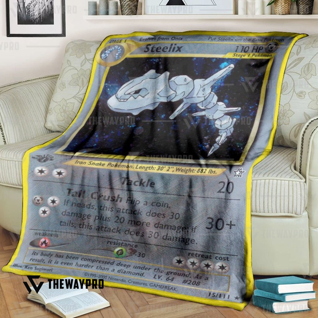 Anime Pokemon Steelix 1St Edition Custom Soft Blanket Anime Pokemon Steelix 1St Edition Custom Soft Blanket