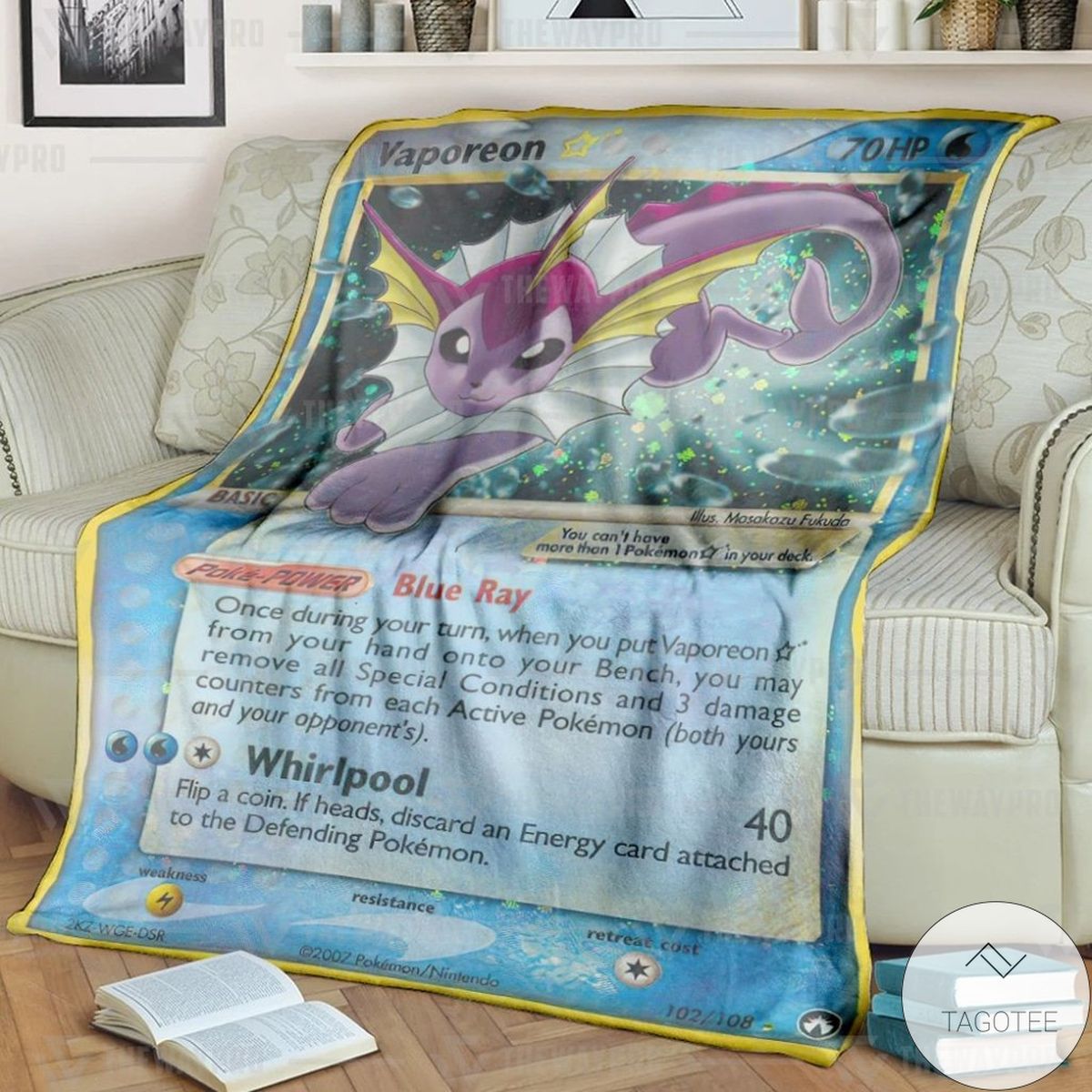 Anime Pokemon Vaporeon Gold Star Custom Blanket Anime Pokemon Vaporeon Gold Star Custom Blanket