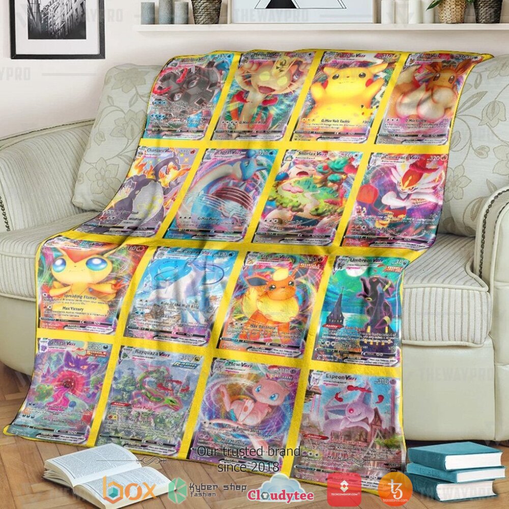Anime Pokemon Vmax Cards Version 3 Soft Blanket Anime Pokemon Vmax Cards Version 3 Soft Blanket