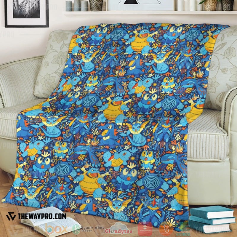 Anime Pokemon Water Seamless Pattern Soft Blanket Anime Pokemon Water Seamless Pattern Soft Blanket