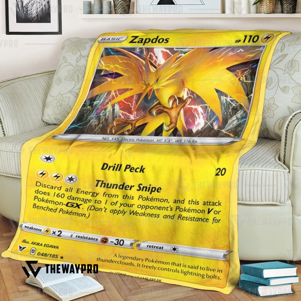 Anime Pokemon Zapdos Vivid Voltage Custom Soft Blanket 2 Anime Pokemon Zapdos Vivid Voltage Custom Soft Blanket 2