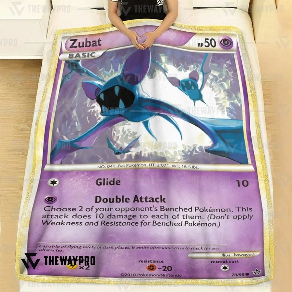 Anime Pokemon Zubat Unleashed Custom Soft Blanket Anime Pokemon Zubat Unleashed Custom Soft Blanket