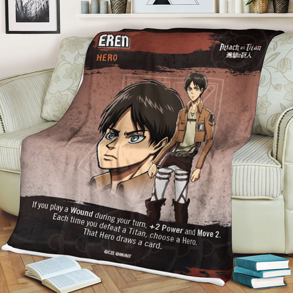 Attack On Titan Eren Card Sherpa Blanket Attack On Titan Eren Card Sherpa Blanket