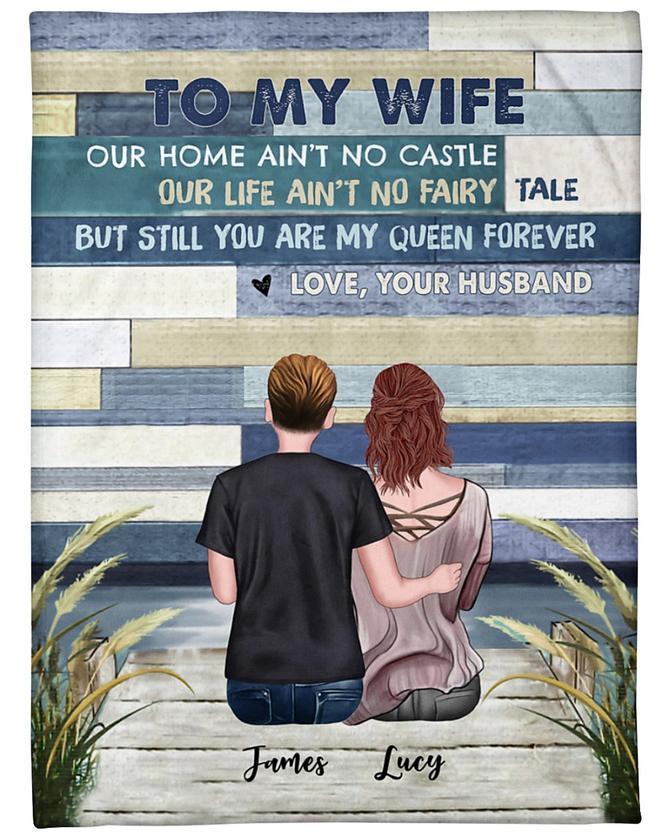Custom Name To My Wife You Are My Queen Forever Love Your Husband Blanket Custom Name To My Wife You Are My Queen Forever Love Your Husband Blanket