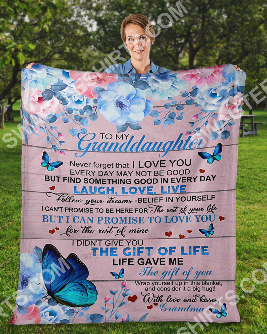 Floral Butterfly To My Granddaughter With Love And Kiss Blanket Floral Butterfly To My Granddaughter With Love And Kiss Blanket