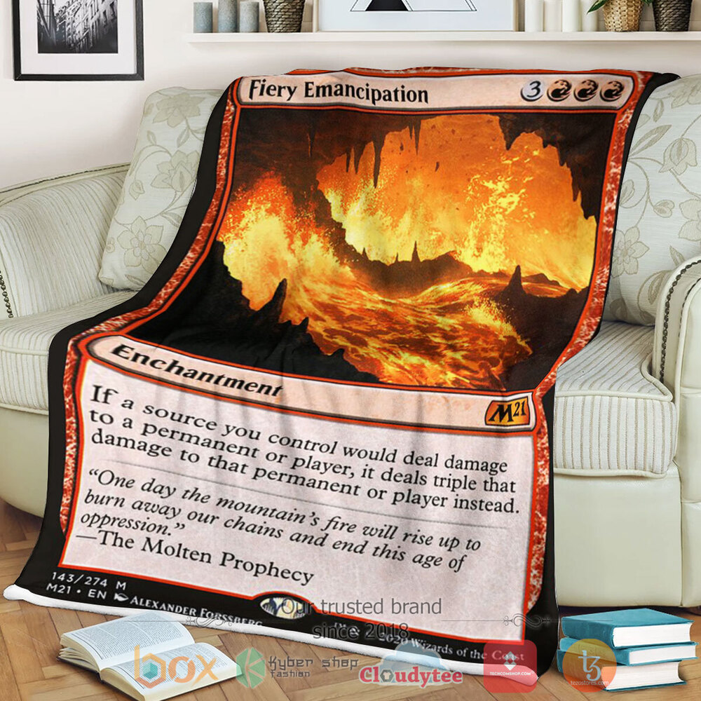 Game Magic The Gathering M21 143 Fiery Emancipation Fleece Blanket Game Magic The Gathering M21 143 Fiery Emancipation Fleece Blanket