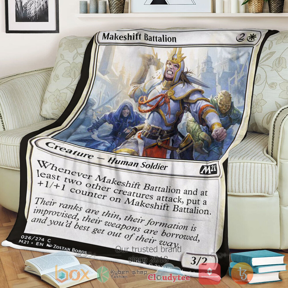 Game Magic The Gathering M21 26 Makeshift Battalion Fleece Blanket Game Magic The Gathering M21 26 Makeshift Battalion Fleece Blanket