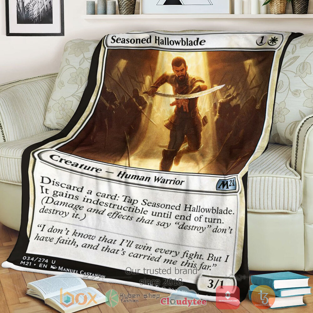 Game Magic The Gathering M21 34 Seasoned Hallowblade Fleece Blanket Game Magic The Gathering M21 34 Seasoned Hallowblade Fleece Blanket