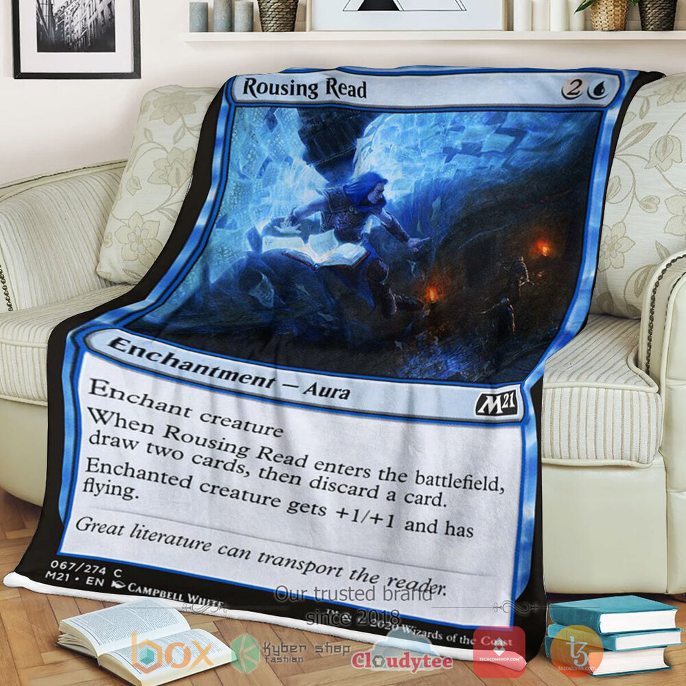 Game Magic The Gathering M21 67 Rousing Read Fleece Blanket Game Magic The Gathering M21 67 Rousing Read Fleece Blanket