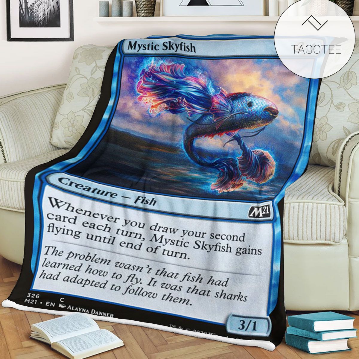 Game Mtg Magic The Gathering M21 326 Mystic Skyfish Fleece Blanket Game Mtg Magic The Gathering M21 326 Mystic Skyfish Fleece Blanket