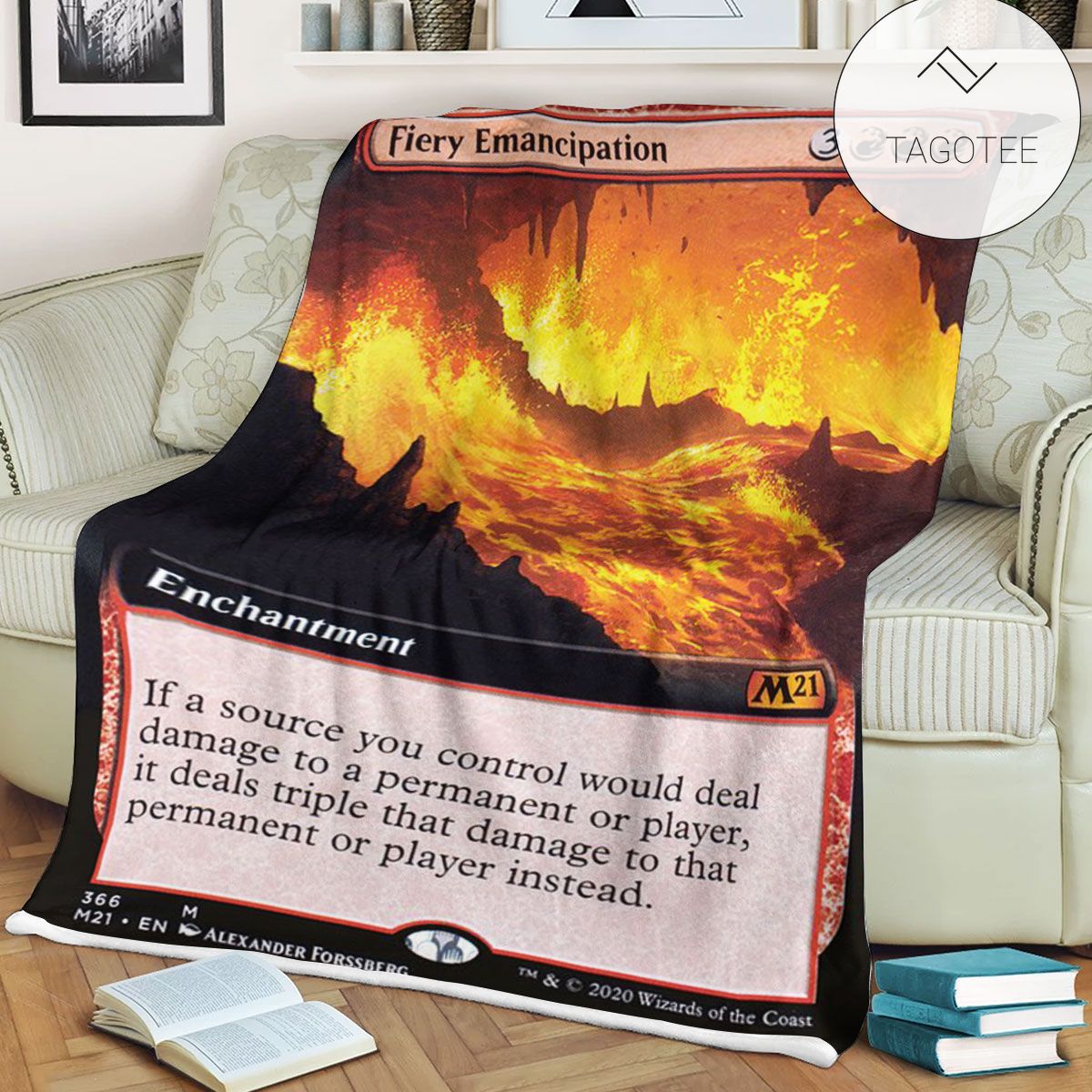 Game Mtg Magic The Gathering M21 366 Fiery Emancipation Fleece Blanket Game Mtg Magic The Gathering M21 366 Fiery Emancipation Fleece Blanket