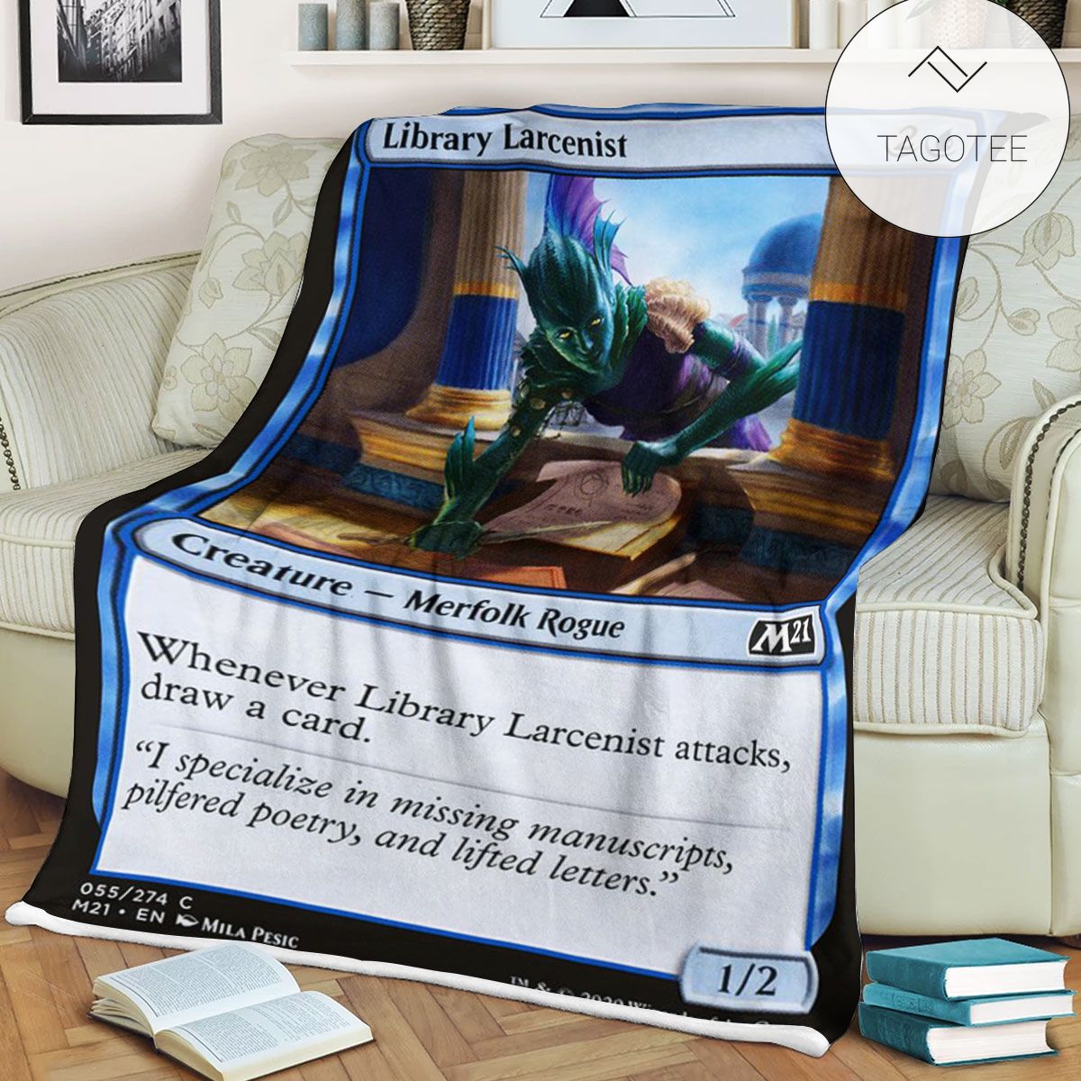 Game Mtg Magic The Gathering M21 55 Library Larcenist Fleece Blanket Game Mtg Magic The Gathering M21 55 Library Larcenist Fleece Blanket