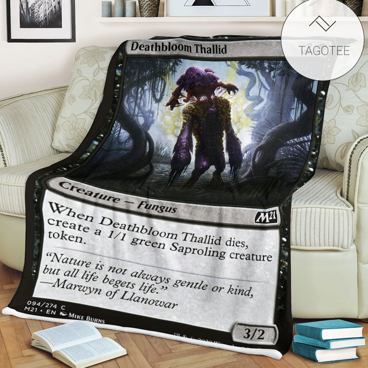 Game Mtg Magic The Gathering M21 94 Deathbloom Thallid Fleece Blanket Game Mtg Magic The Gathering M21 94 Deathbloom Thallid Fleece Blanket
