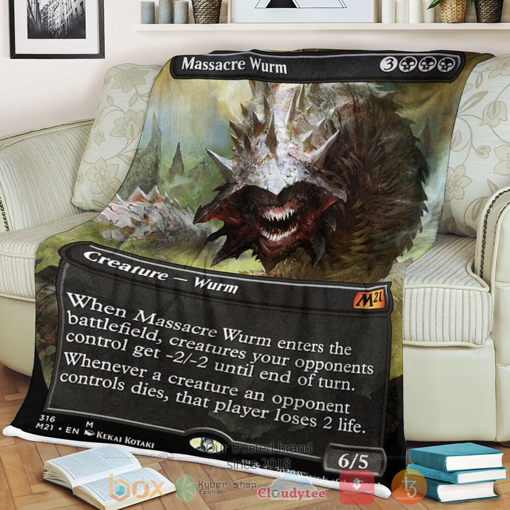Game Mtg Massacre Wurm Fleece Blanket Game Mtg Massacre Wurm Fleece Blanket