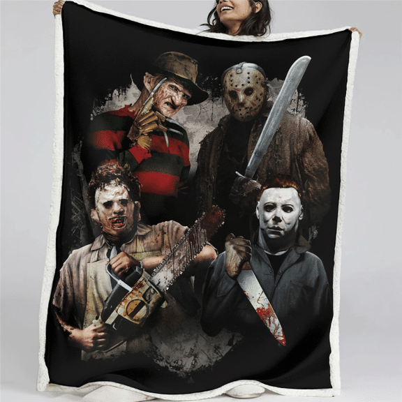 Horror Movie Watching Fleece Blanket 3 Horror Movie Watching Fleece Blanket 3