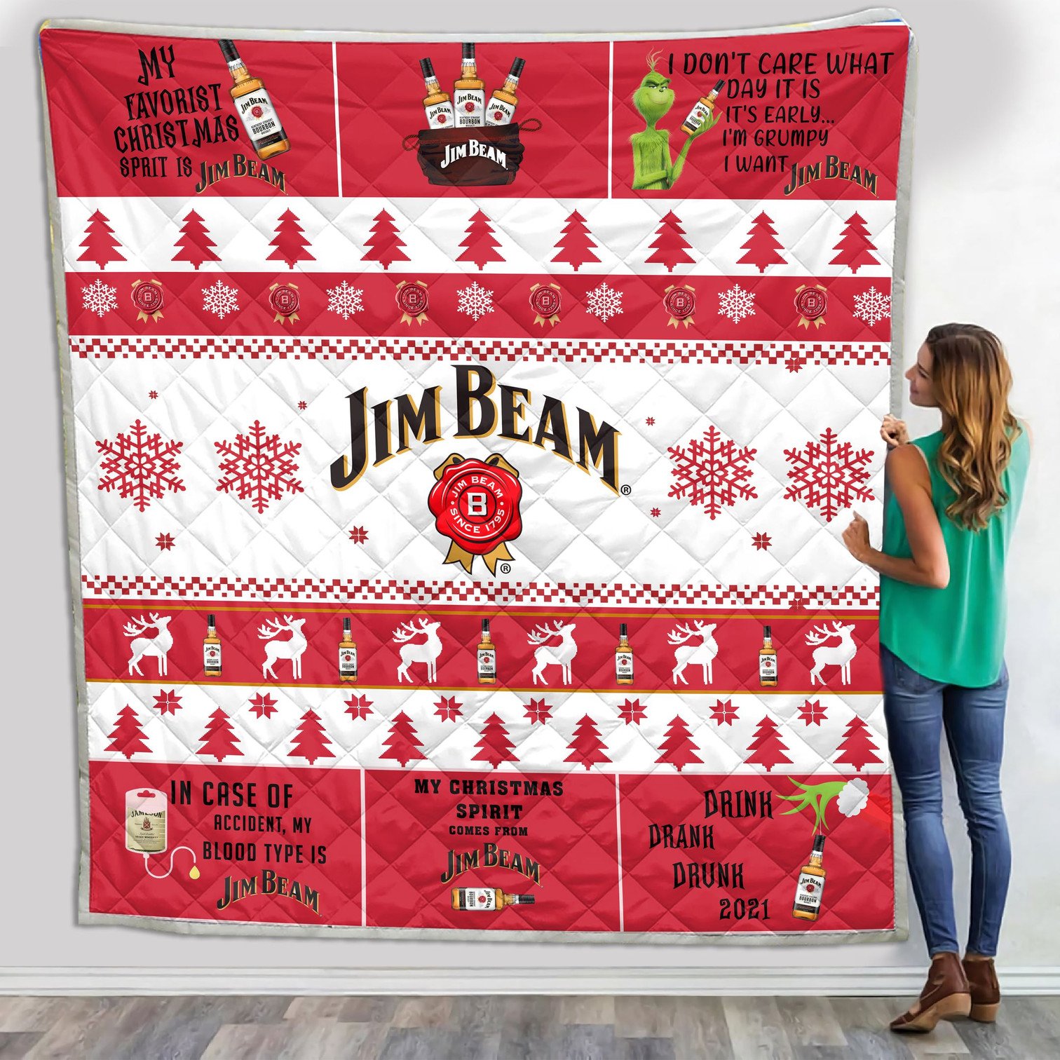 Jim Beam Grinch Christmas Blanket Quilt Jim Beam Grinch Christmas Blanket Quilt