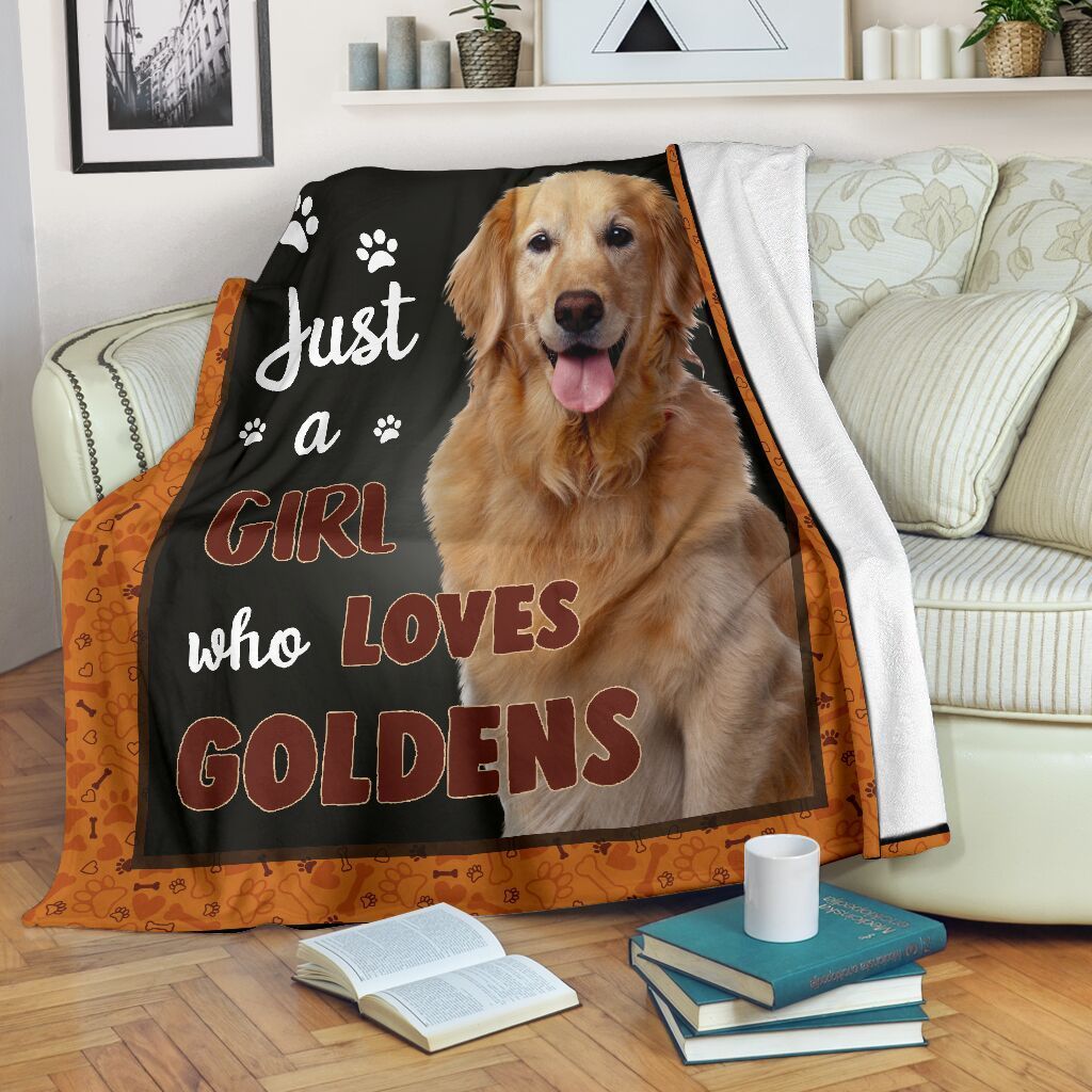 Just A Girl Who Loves Goldens Golden Retriever Fleece Blanket Just A Girl Who Loves Goldens Golden Retriever Fleece Blanket
