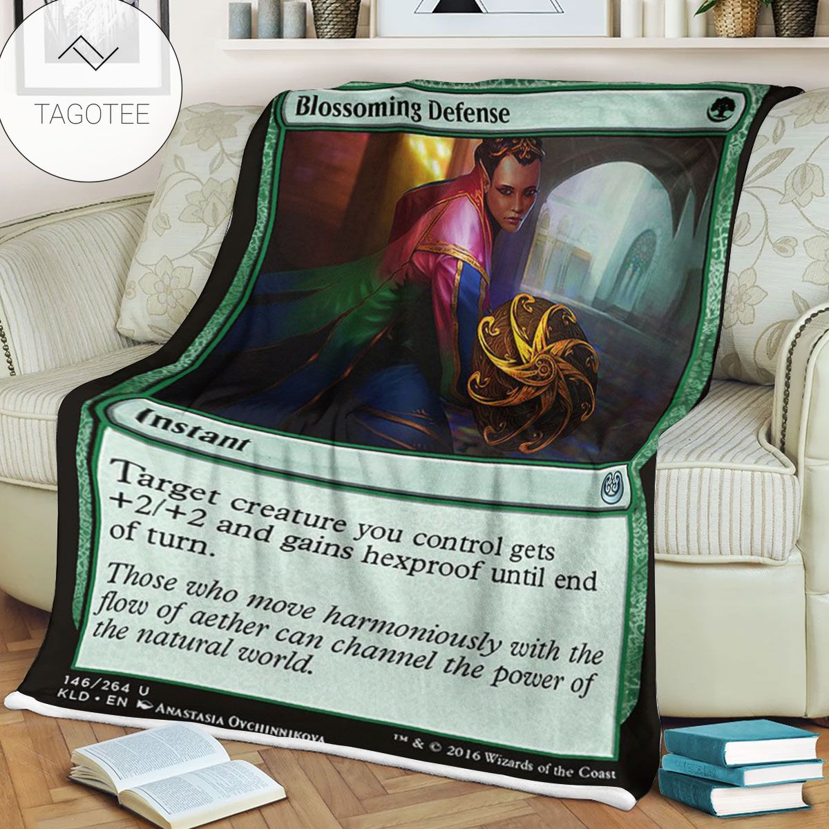 Kld 146 Blossoming Defense Game Mtg Magic The Gathering Fleece Blanket Kld 146 Blossoming Defense Game Mtg Magic The Gathering Fleece Blanket