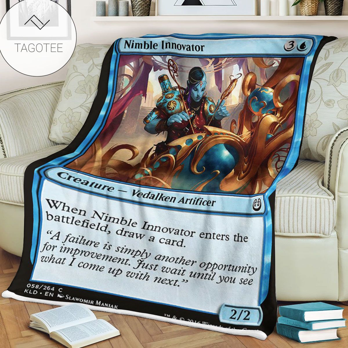 Kld 58 Nimble Innovator Game Mtg Magic The Gathering Fleece Blanket Kld 58 Nimble Innovator Game Mtg Magic The Gathering Fleece Blanket
