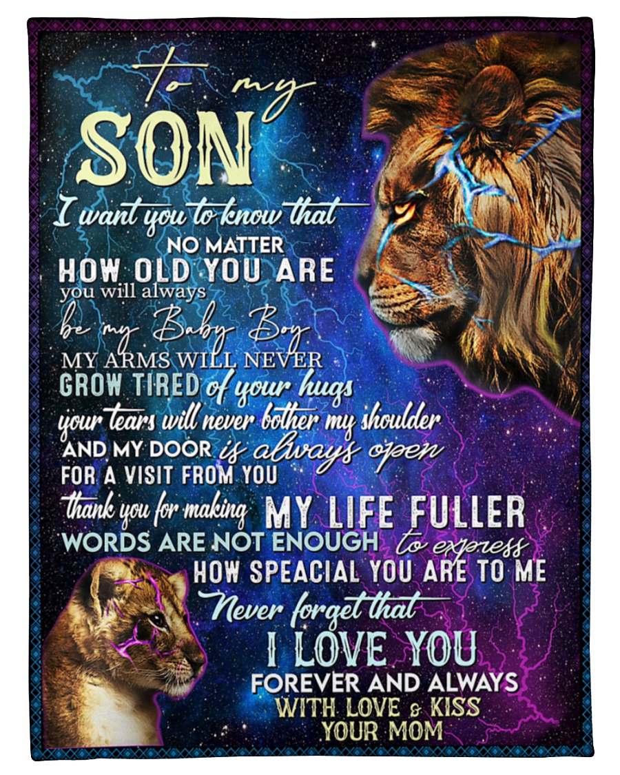 Lion To My Son I Love You Forever And Always With Love And Kiss Your Mom Blanket Lion To My Son I Love You Forever And Always With Love And Kiss Your Mom Blanket