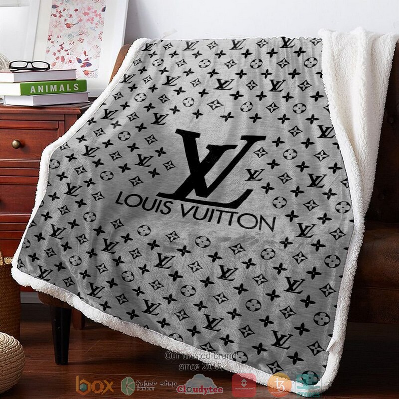 Louis Vuitton Letters Pattern Grey Fleece Blanket Louis Vuitton Letters Pattern Grey Fleece Blanket