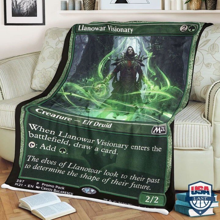 Magic The Gathering M21 397 Llanowar Visionary Card Fleece Blanket Magic The Gathering M21 397 Llanowar Visionary Card Fleece Blanket