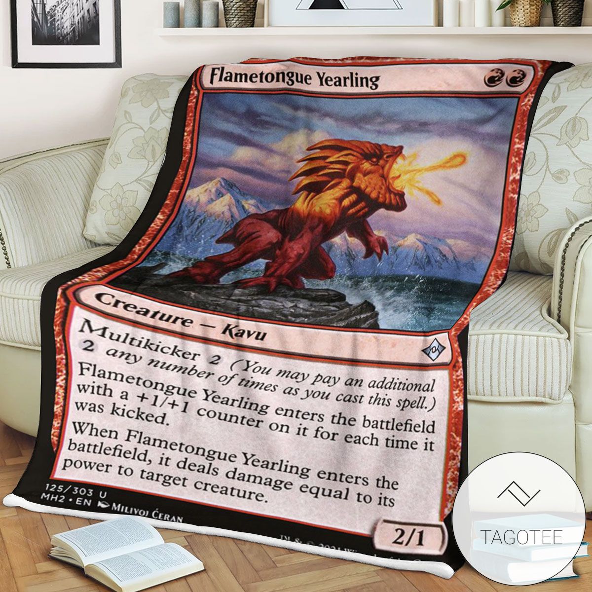 Mh2 125 Flametongue Yearling Mtg Game Magic The Gathering Blanket Mh2 125 Flametongue Yearling Mtg Game Magic The Gathering Blanket