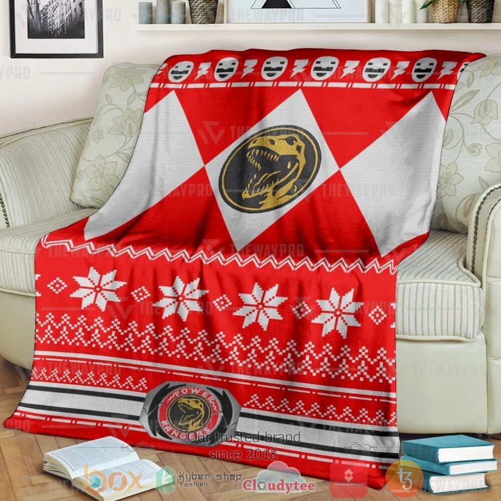 Mighty Morphin Red Power Rangers Ugly Christmas Custom Soft Blanket Mighty Morphin Red Power Rangers Ugly Christmas Custom Soft Blanket
