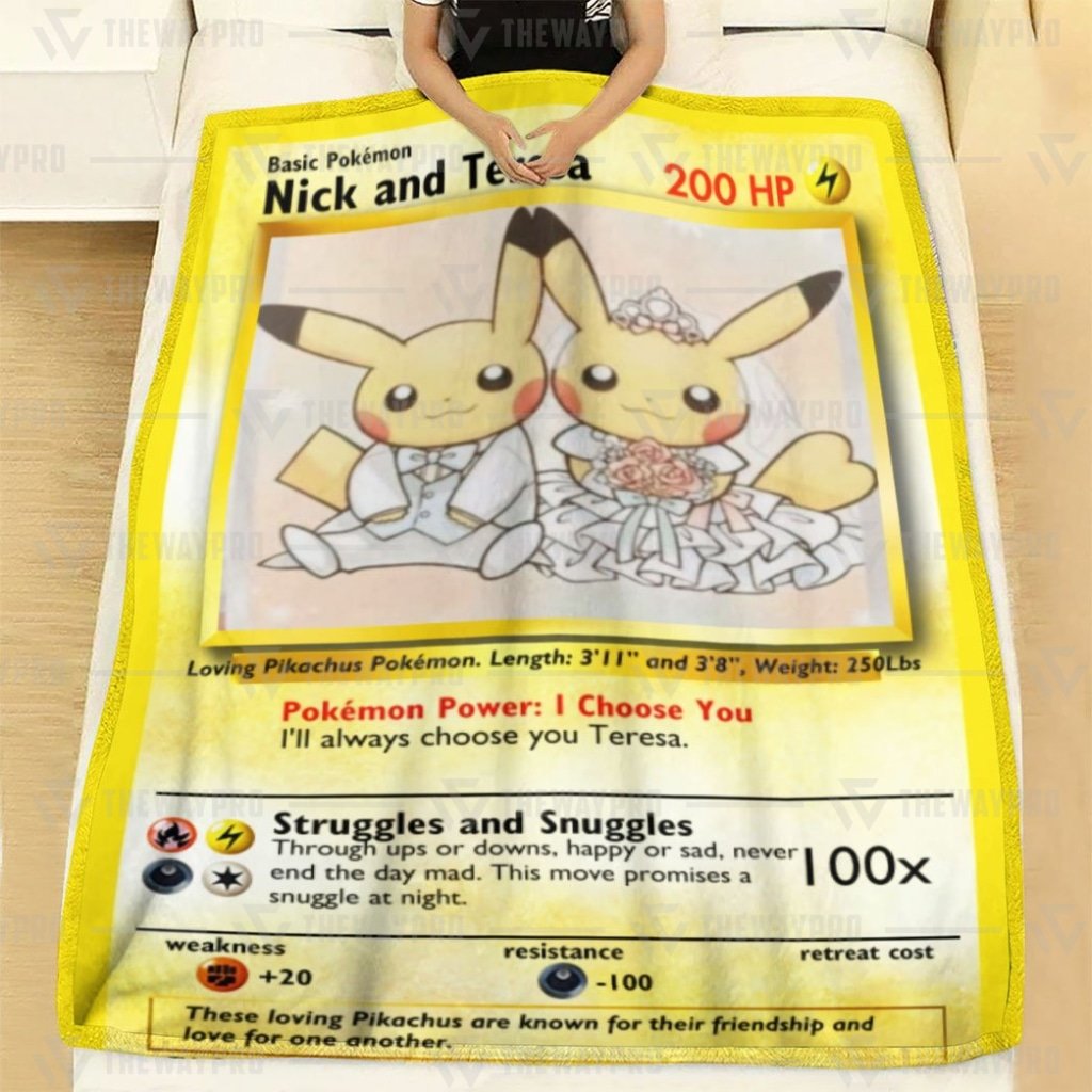 Personalize Pokemon Pikachu Wedding Custom Blanket Personalize Pokemon Pikachu Wedding Custom Blanket