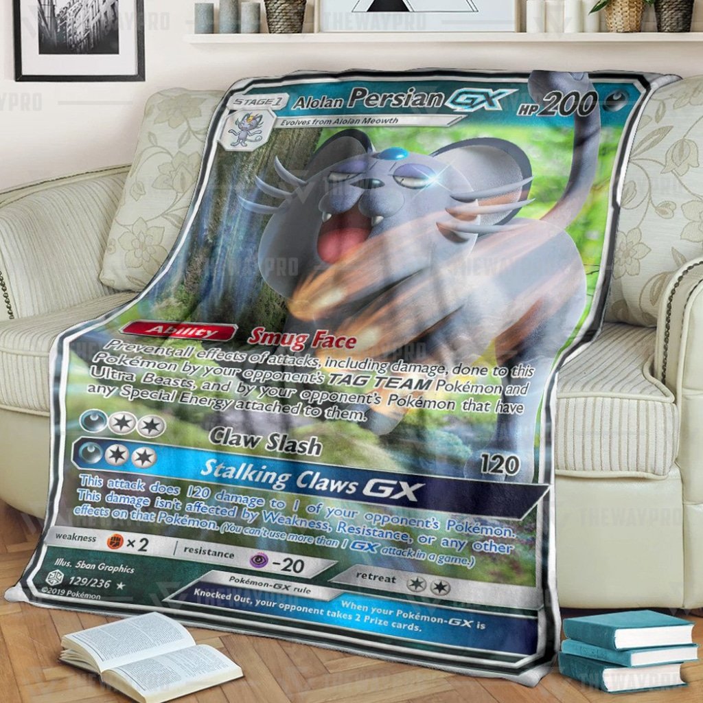 Pokemon Alolan Persian Gx Cosmic Eclipse Blanket Pokemon Alolan Persian Gx Cosmic Eclipse Blanket