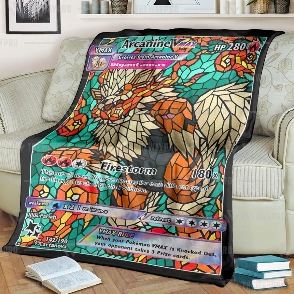 Pokemon Arcanine Hybrid Vmax Stain Glass Blanket Pokemon Arcanine Hybrid Vmax Stain Glass Blanket