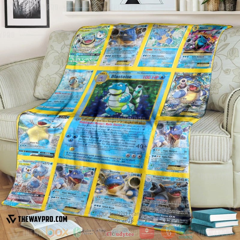 Pokemon Blastoise Cards Version 2 Soft Blanket Pokemon Blastoise Cards Version 2 Soft Blanket