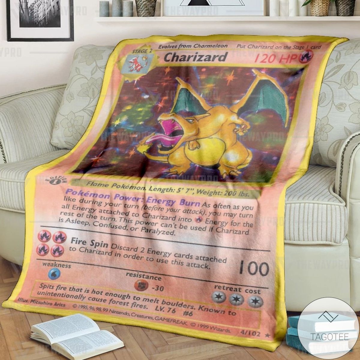 Pokemon Charizard Card Custom Blanket Pokemon Charizard Card Custom Blanket