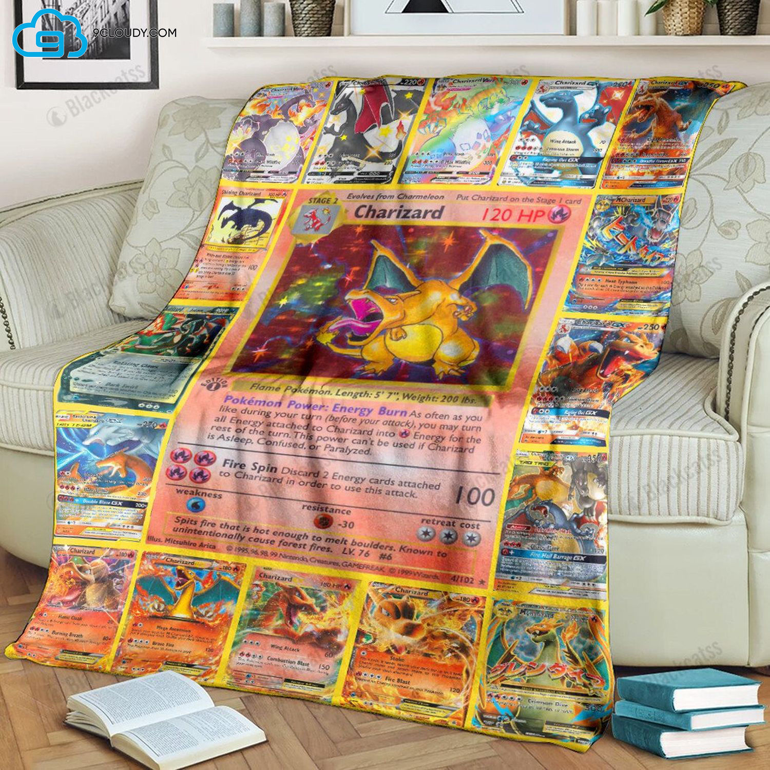 Pokemon Charizard Evolution Full Printing Soft Blanket Pokemon Charizard Evolution Full Printing Soft Blanket