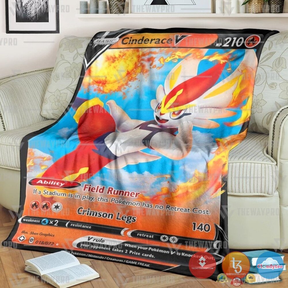 Pokemon Cinderace V Shining Fates Blanket Pokemon Cinderace V Shining Fates Blanket